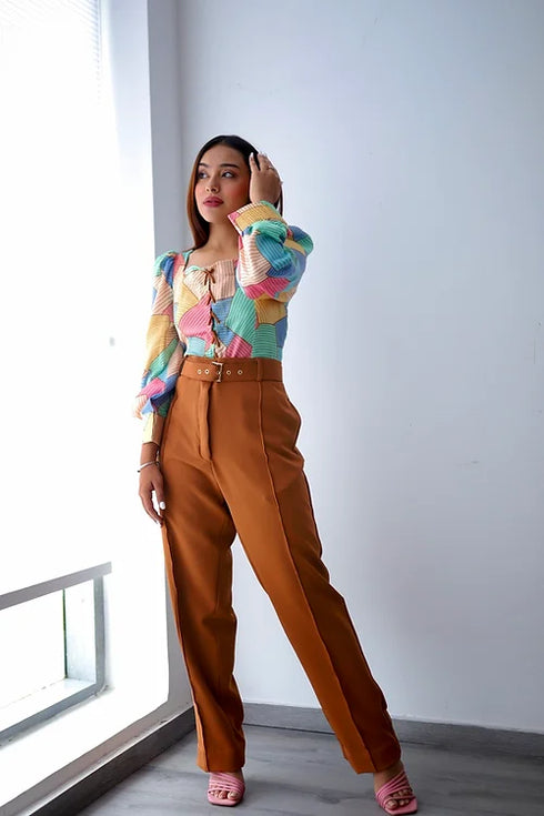 Stella Abstract Print Coord Set With Formal Trousers